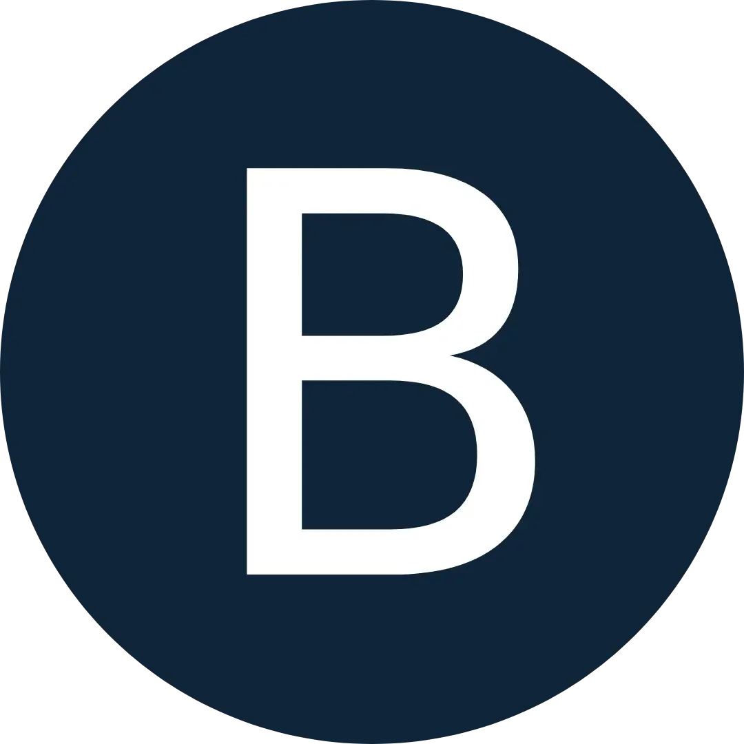 Blue Letter Placeholder B Bold white letter B centered on a solid dark blue square background.