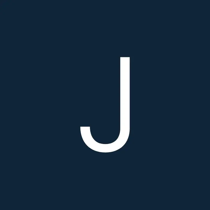Blue Letter Placeholder J Bold white letter J centered on a solid dark blue square background.