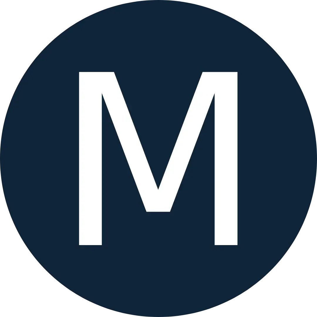 Blue Letter Placeholder M Bold white letter M centered on a solid dark blue square background.