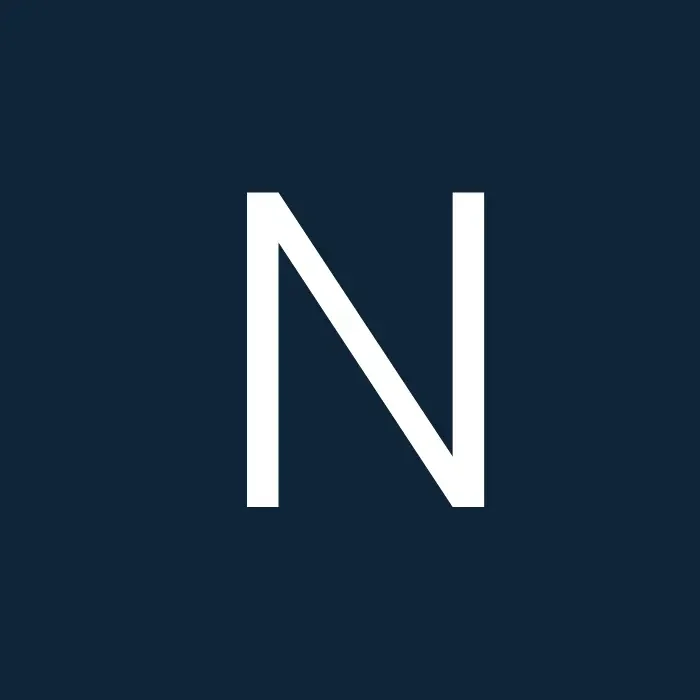 Blue Letter N Bold white letter N centered on a solid dark blue square background.